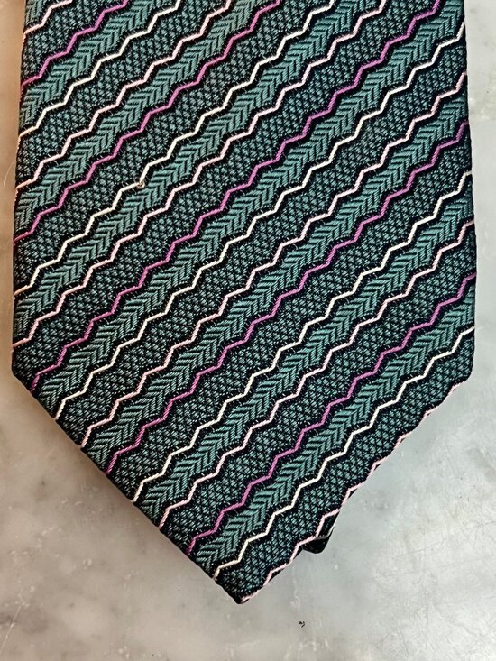 MISSONI MENS LUXURY 100% SILK NECK TIE TEAL BLUE PURPLE  Missoni teal/purple silk necktie/tie